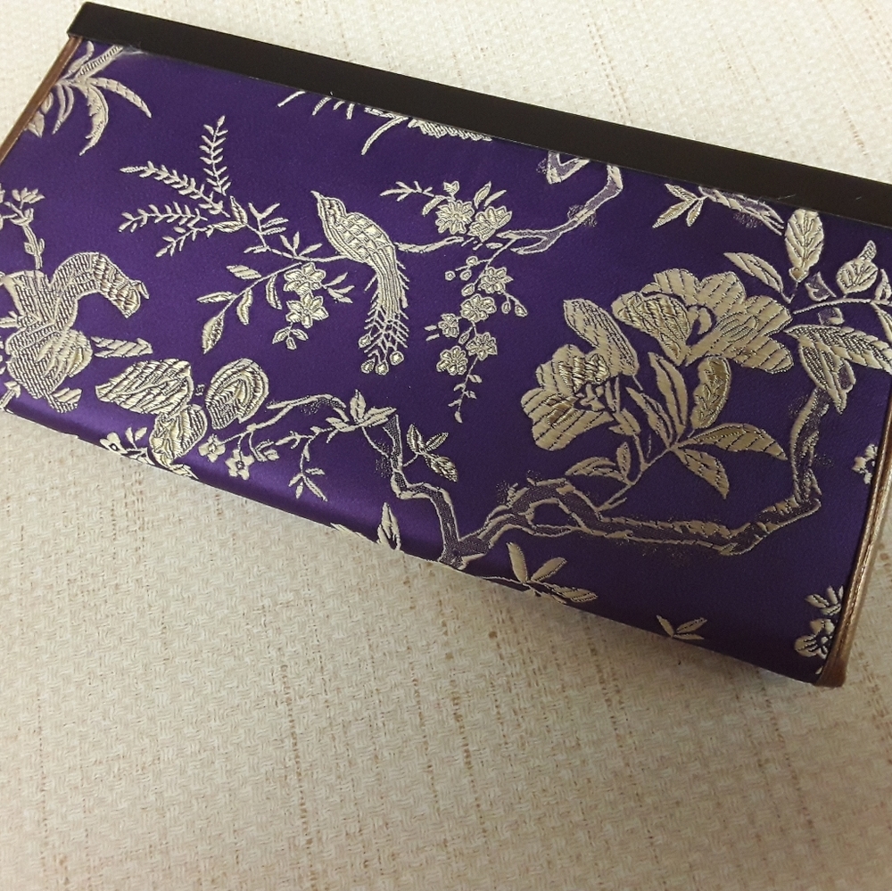 Purple Gold Asian Silk Boho Wallet